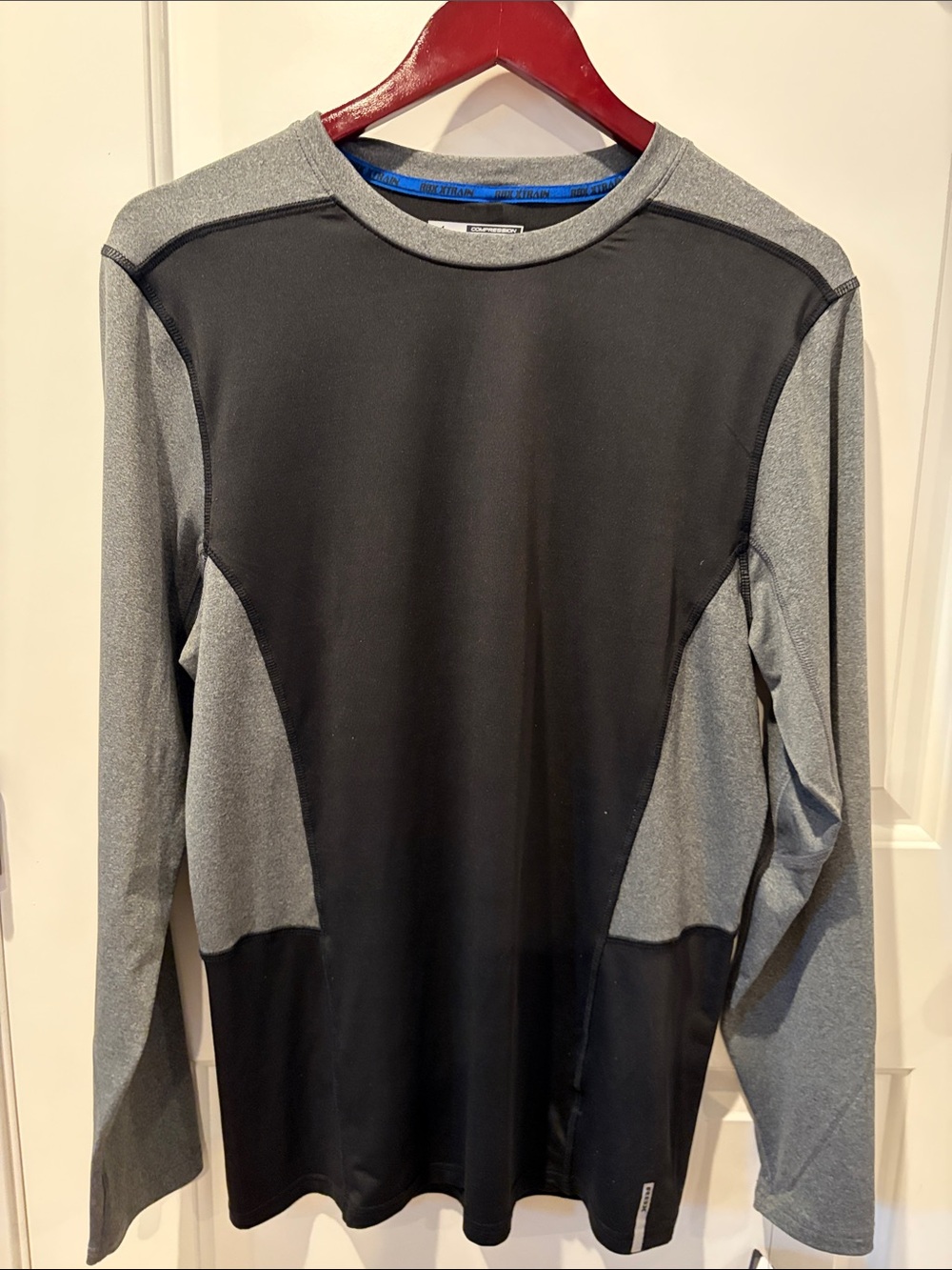 RBX Men's Black and Gray Long Sleeve Compression Top